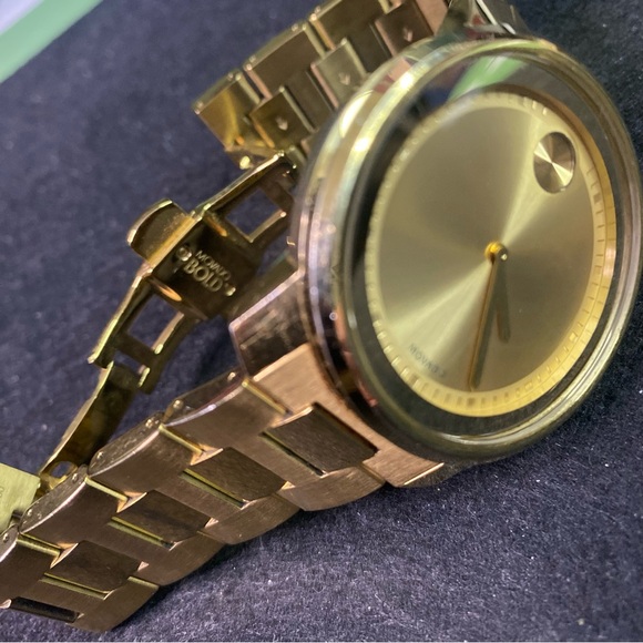 MOVADO BOLD 3600258 STAINLESS 42.5MM GOLD DIAL WATCH MB.01.1